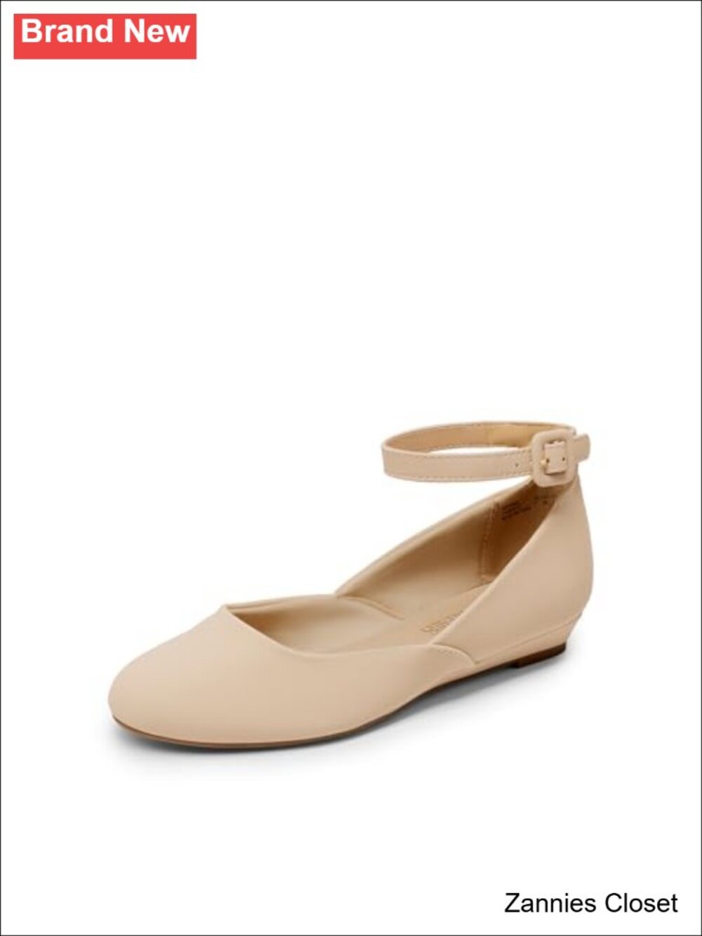 โจ DREAM PAIRS Women's Dress Flats Ballet Low Wedge Round Toe Ankle Strap Nubuck